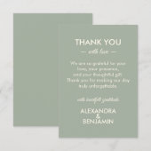Modern Minimalist Wedding | Sage Green Timeless  サンキューカード (正面/裏面)