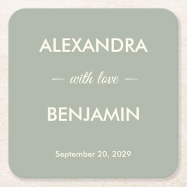 Modern Minimalist Wedding | Sage Green Timeless  スクエアペーパーコースター
