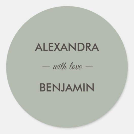 Modern Minimalist Wedding | Sage Green Timeless  ラウンドシール (正面)