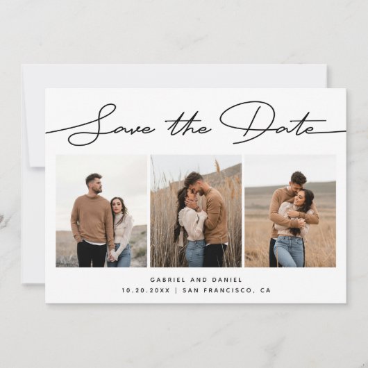 Modern Minimalist Wedding | Script Three Photo セーブザデート (正面)