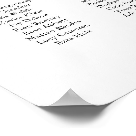 Modern Minimalist Wedding Seating Chart 15 Tables ポスター (角)