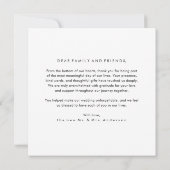 Modern Minimalist Wedding Thank You Card With Note サンキューカード (裏面)