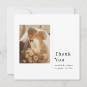 Modern Minimalist Wedding Thank You Card With Note サンキューカード (正面)