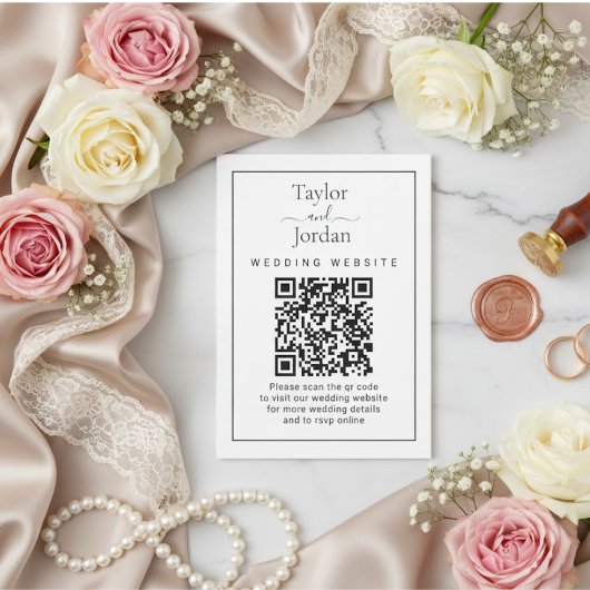 Modern Minimalist Wedding Website QR Code Card  エンクロージャーカード