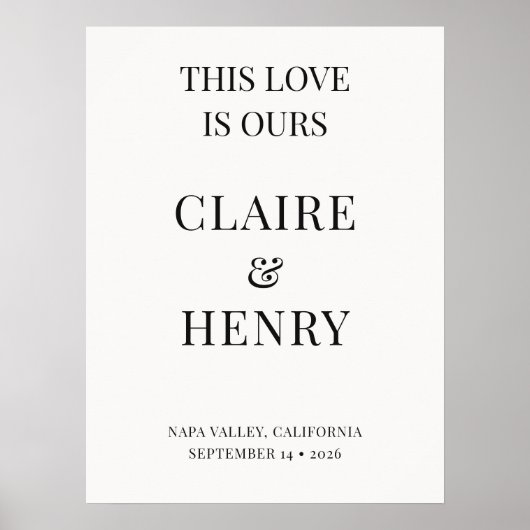 Modern Minimalist Wedding Welcome Sign ポスター (正面)