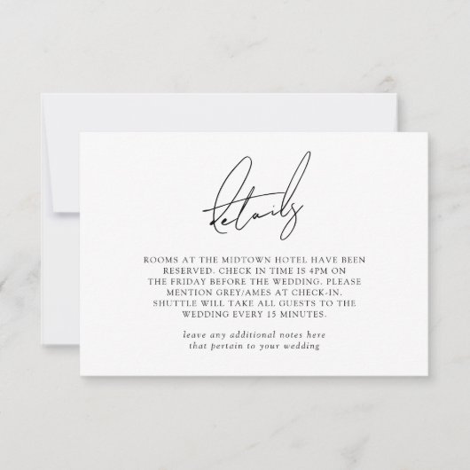 Modern Minimalist & Whimsical Script Details 招待状 (正面)