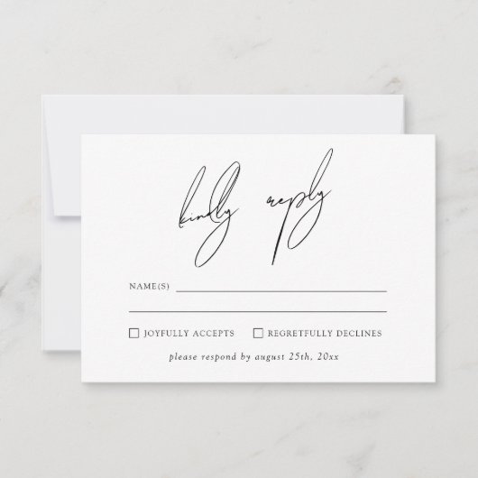 Modern Minimalist & Whimsical Script RSVP 招待状 (正面)