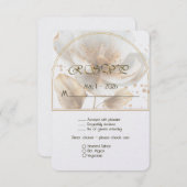 Modern Minimalist White and Gold Wedding 出欠カード (正面/裏面)