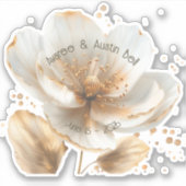 Modern Minimalist White and Gold Wedding Sticker シール (正面)