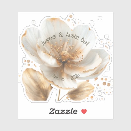 Modern Minimalist White and Gold Wedding Sticker シール (シート)