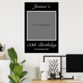 Modern Minimalist White Black Birthday Photo Prop ポスター (ホームオフィス)