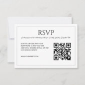 Modern minimalist white black QR code wedding  出欠カード (正面)