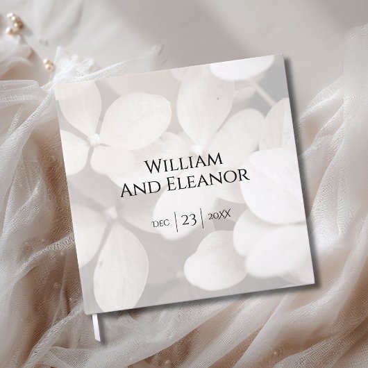 Modern Minimalist White Floral Guest Book ゲストブック