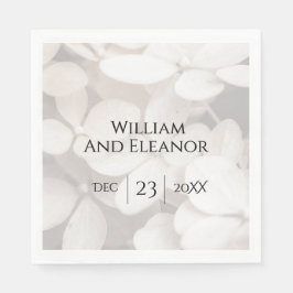 Modern Minimalist White Floral Paper Napkin スタンダードランチョンナプキン