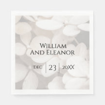 Modern Minimalist White Floral Paper Napkin