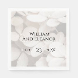 Modern Minimalist White Floral Paper Napkin スタンダードランチョンナプキン