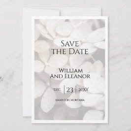 Modern Minimalist White Floral Save The Date Card セーブザデート