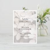 Modern Minimalist White Floral Save The Date Card セーブザデート (スタンド正面)