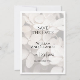 Modern Minimalist White Floral Save The Date Card セーブザデート