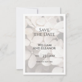 Modern Minimalist White Floral Save The Date Card セーブザデート