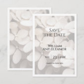 Modern Minimalist White Floral Save The Date Card セーブザデート (正面/裏面)