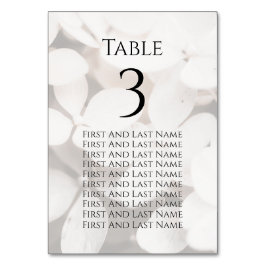 Modern Minimalist White Floral Seating Chart Card テーブルナンバー