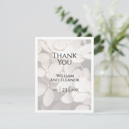 Modern Minimalist White Floral Thank You Card (スタンド正面)