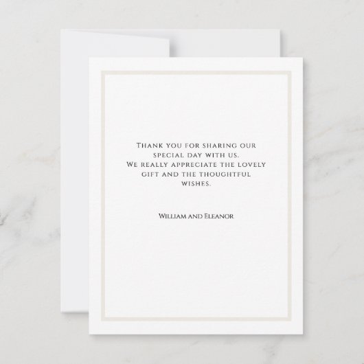 Modern Minimalist White Floral Thank You Card (裏面)