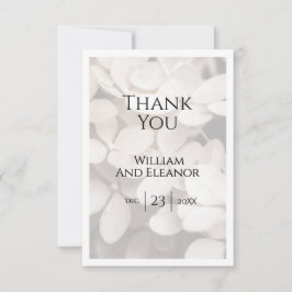 Modern Minimalist White Floral Thank You Card サンキューカード