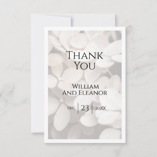 Modern Minimalist White Floral Thank You Card サンキューカード (正面)