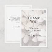 Modern Minimalist White Floral Thank You Card サンキューカード (正面/裏面)