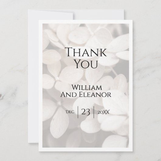 Modern Minimalist White Floral Thank You Card サンキューカード (正面)