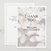 Modern Minimalist White Floral Thank You Card サンキューカード (正面/裏面)