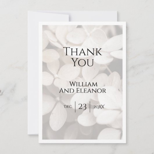 Modern Minimalist White Floral Thank You Card サンキューカード (正面)