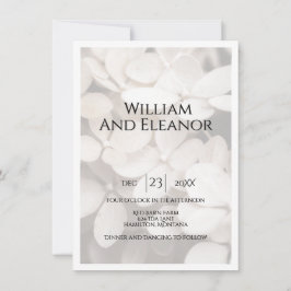 Modern Minimalist White Floral Wedding Invitation 招待状