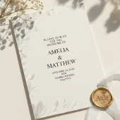 Modern Minimalist White Floral Wedding Invitation 招待状