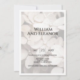 Modern Minimalist White Floral Wedding Invitation 招待状