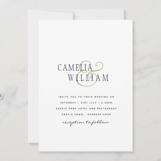 Modern Minimalist White Print or Digital Wedding 招待状 (正面)