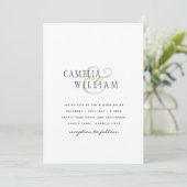 Modern Minimalist White Print or Digital Wedding 招待状 (スタンド正面)