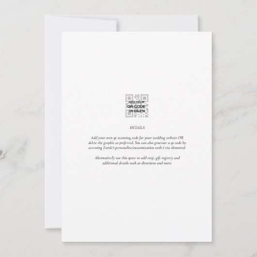 Modern Minimalist White Print or Digital Wedding 招待状 (裏面)