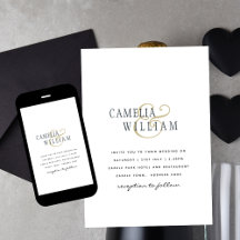 Modern Minimalist White Print or Digital Wedding