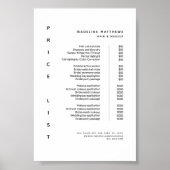 Modern Minimalist White Salon Price List Menu ポスター (正面)