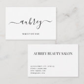 Modern minimalist white script  Black 名刺 (正面/裏面)