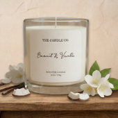 Modern Minimalist White Script Candle Label  スクエアシール