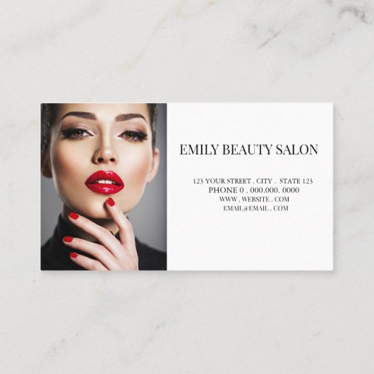 Modern Minimalist White script Professional Photo  名刺 (裏面)