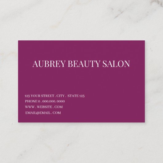 Modern minimalist white script  Purple  名刺 (裏面)