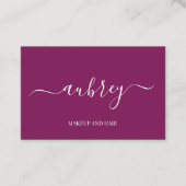 Modern minimalist white script  Purple  名刺 (正面)