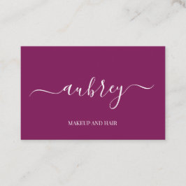 Modern minimalist white script  Purple  名刺