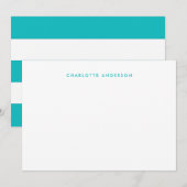 Modern Minimalist White Stripes & Custom Color ノートカード (正面/裏面)