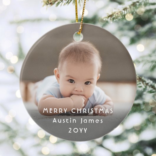 Modern Minimalist White Typography Overlay 2 Photo セラミックオーナメント